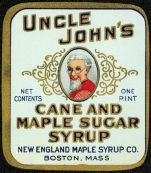 VINTAGE UNCLE JOHN'S MAPLE SYRUP LABEL