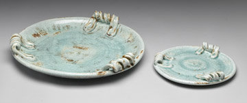 2 NEW DISTRESSED MINT KITCHEN PLATES