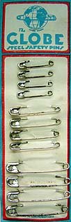 Globe Diaper Pins on Card 1930s