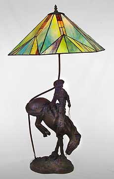 Outlaw Cowboy Lamp - Leaded glass