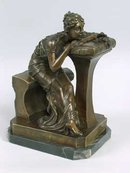 BRONZE STATUE - GIRL AT DESK