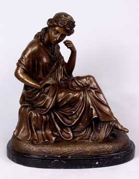 BRONZE STATUE - THINKING WOMAN