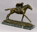 BRONZE STATUE - JOCKEY ON HORSE RACING