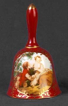 RUBY RED PORCELAIN NIPPON TYPE COURTSHIP BELL