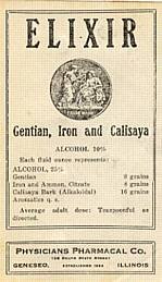 Genetian Iron Medicine Bottle Label