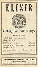 Genetian Iron Medicine Bottle Label