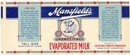 Mansfield Evaporated Milk Label - Cow