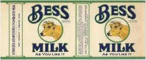 Bess Evaporated Milk Label