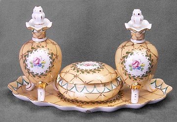 YELLOW PORCELAIN PERFUME BOTTLES SET