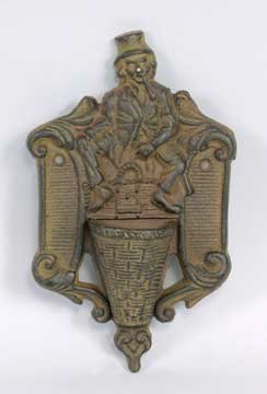 2 CAST IRON RUST WALL MOUNTED MATCH HOLDER