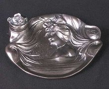 PEWTER SILVER LADY INKWELL