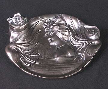 PEWTER SILVER LADY INKWELL