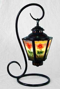 HAND PAINTED PANELED TABLE LAMP