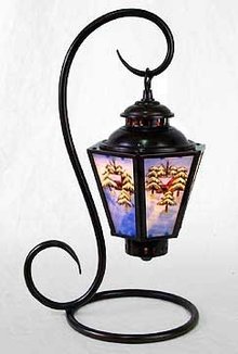 HAND PAINTED PANELED TABLE LAMP