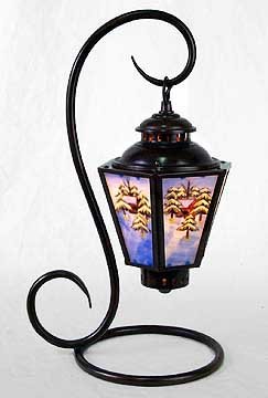 HAND PAINTED PANELED TABLE LAMP