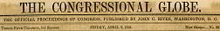 Congressional Globe Newspaper 1850s