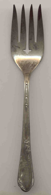 WM A ROGERS SILVERWARE - COLD MEAT FORK - ANTIQUE - MEADOWBROOK HEATHER PATTERN AI PLUS