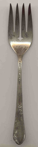 WM A ROGERS SILVERWARE - COLD MEAT FORK - ANTIQUE - MEADOWBROOK HEATHER PATTERN AI PLUS