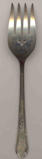 WM A ROGERS SILVERWARE - COLD MEAT FORK - ANTIQUE - MEADOWBROOK HEATHER PATTERN AI PLUS