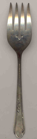 WM A ROGERS SILVERWARE - COLD MEAT FORK - ANTIQUE - MEADOWBROOK HEATHER PATTERN AI PLUS