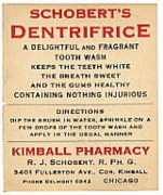 VINTAGE DENTAL LABELS - SCHOBERT'S DENTIFRICE DENTISTRY LABELS - MEDICINE - OLD ADVERTISING - BOTTLES