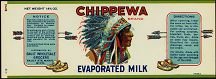 Chippewa Evaporated Milk Label