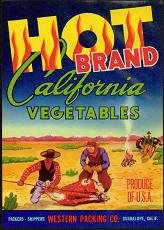 HOT BRAND Crate Label / COWBOYS / VINTAGE