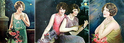 ROMANTIC LADIES ART LITHOGRAPH PRINTS