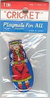 COWGIRL TOY CLICKER / VINTAGE LITHO TIN CLICKERS