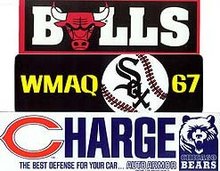 SPORTS BUMPER STICKERS / 5 VINTAGE CHICAGO