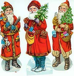 DIECUT SANTA FIGURE / 3 VINTAGE DIFFERENT SANTA