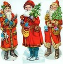 DIECUT SANTA FIGURE / 3 VINTAGE DIFFERENT SANTA