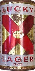 LUCKY LAGER BEER TIN CAN / VINTAGE ADVERTISING
