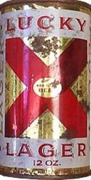 LUCKY LAGER BEER TIN CAN / VINTAGE ADVERTISING