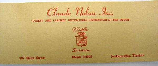 Claude Nolan Cadillac Paper Labels on Roll -
