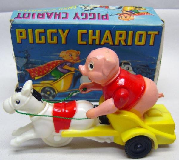 Pig Chariot Toy - Friction Wheels in Original