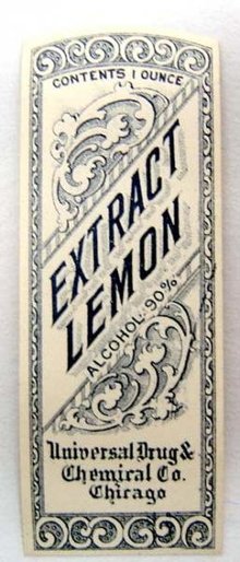 Universal Lemon Extract Pharmacy Labels Lot