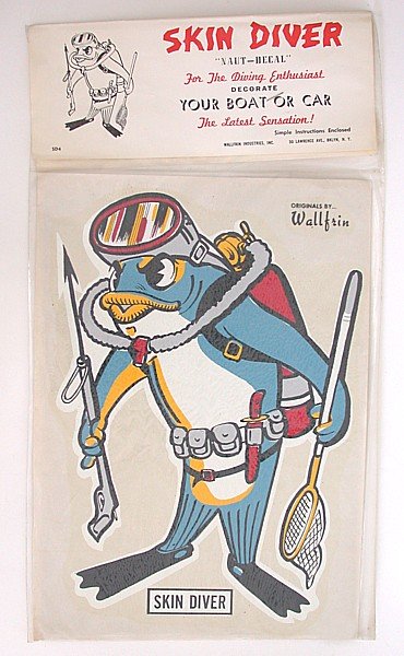 Diver Boat Decal - 1950s Fish