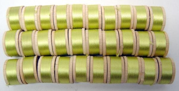Green Silk Thread on Wooden Spools 1950s