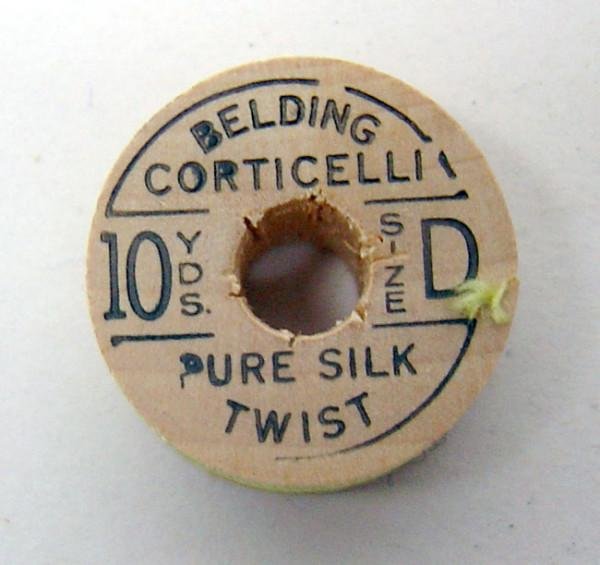Green Silk Thread on Wooden Spools 1950s