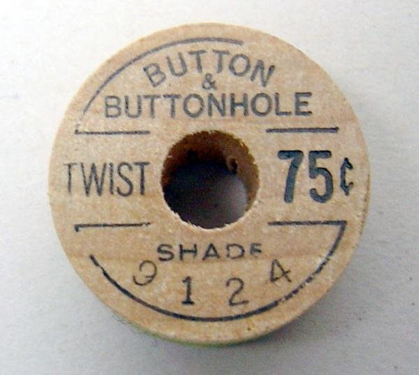Green Silk Thread on Wooden Spools 1950s