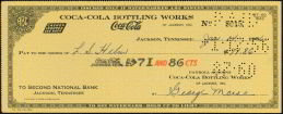 Coca-Cola Soda Check 1956
