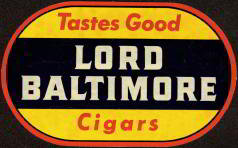 Lord Baltimore Cigar Decal 1930s