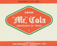 Mr. Cola Grapette Soda Bank Label 1960s