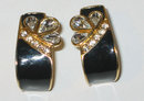 Trifari Black Rhinestone Earrings