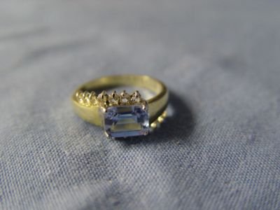 Emerald Cut Tanzanite CZ Ring
