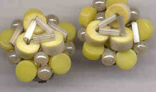 Yellow Beaded Clip Earrings