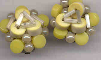 Yellow Beaded Clip Earrings