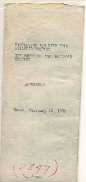 Pittsburgh Lake Erie Railroad Agreement 1908