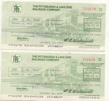 Pittsburgh Lake Erie Railroad Checks